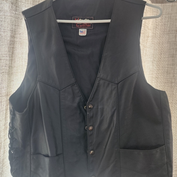 Hillside Other - Men's Black Leather Button Vest by